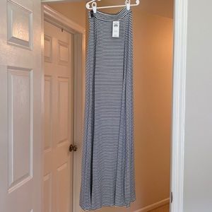 Aberceombie & Fitch Blue and White Striped Maxi Skirt with Slit. Small